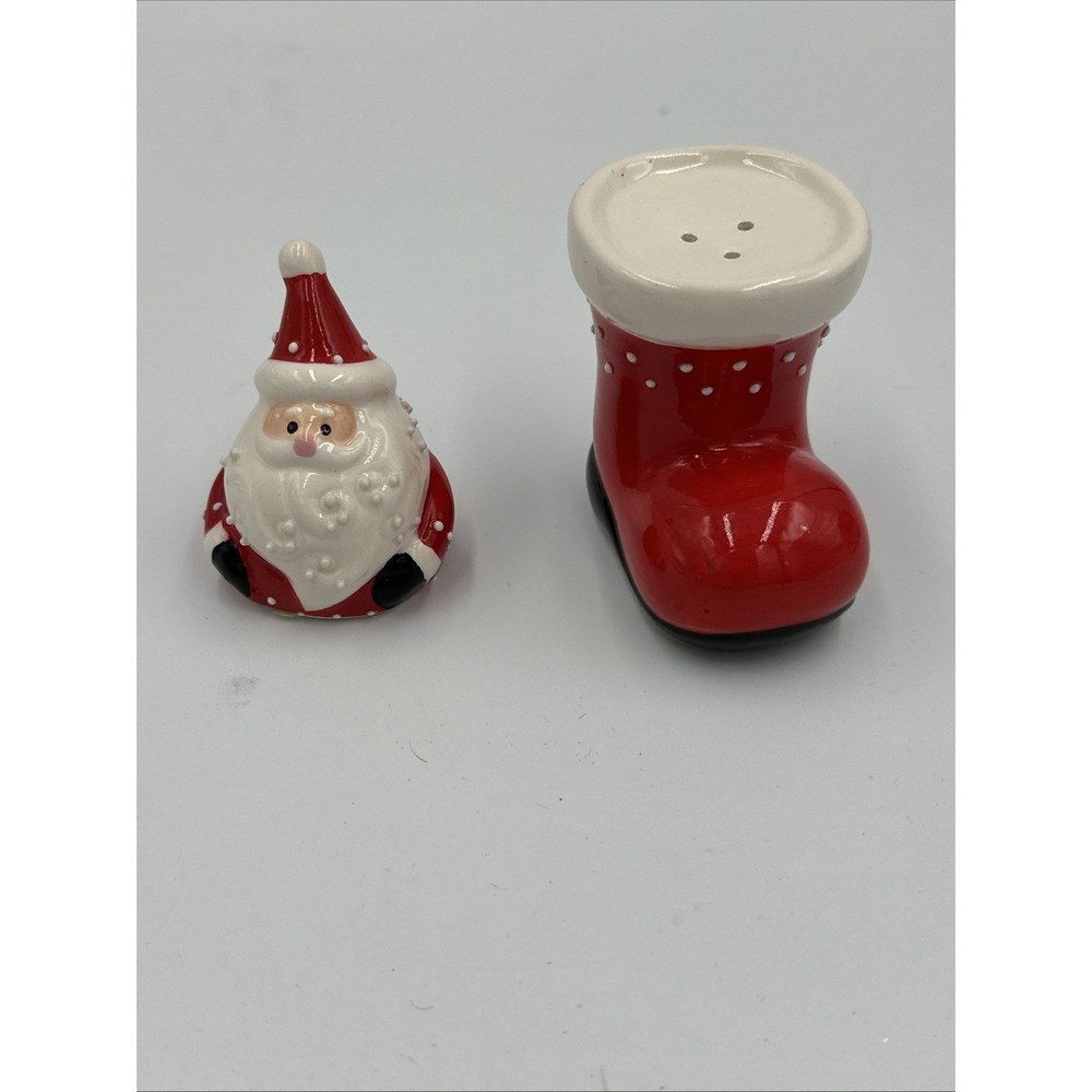 Santa and Boot Salt and Pepper Shaker Novelty Christmas Holiday Decoration Decor